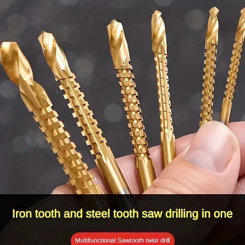 HSS Twist Drill Bits Set 3-8mm Serrated Grooving Cutting Tap Spiral Saw Wood Metal Plastic Hole Saw Titanium Drill Tools gallery 2