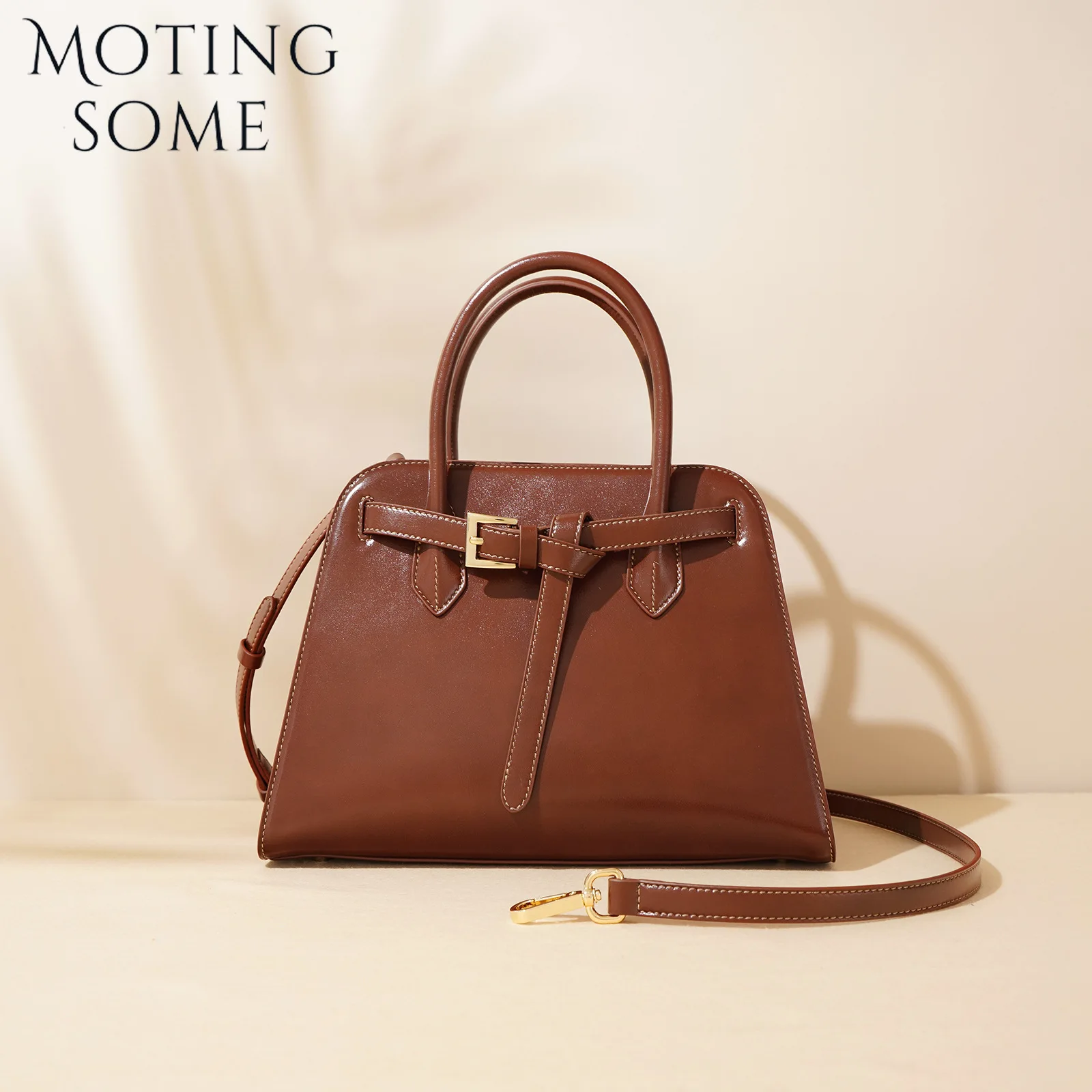 

Motingsome Women Shoulder Handbag Luxury Frist Layer Cow Leather Satchel Elegant Lady Crossbody Messenger Bags Casual Tote 2024