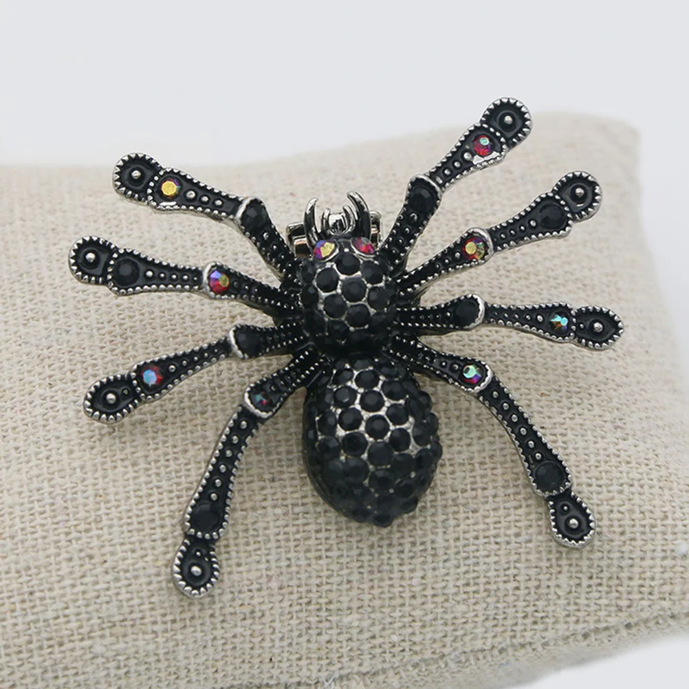 

TENDYCOCO Spider Shoe Jewelry Wedding Decor Rhinestone Applique Bridal Accessories Halloween Black Pumps Alloy 2pcs Set