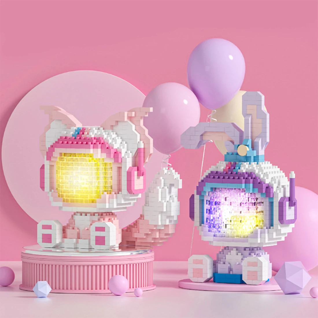 Disney Linabell Nano Building Blocks Lighting Space Stellalou Duffy Cookie Gelatoni Friend Micro Brick Figure Toys for Kids Gift