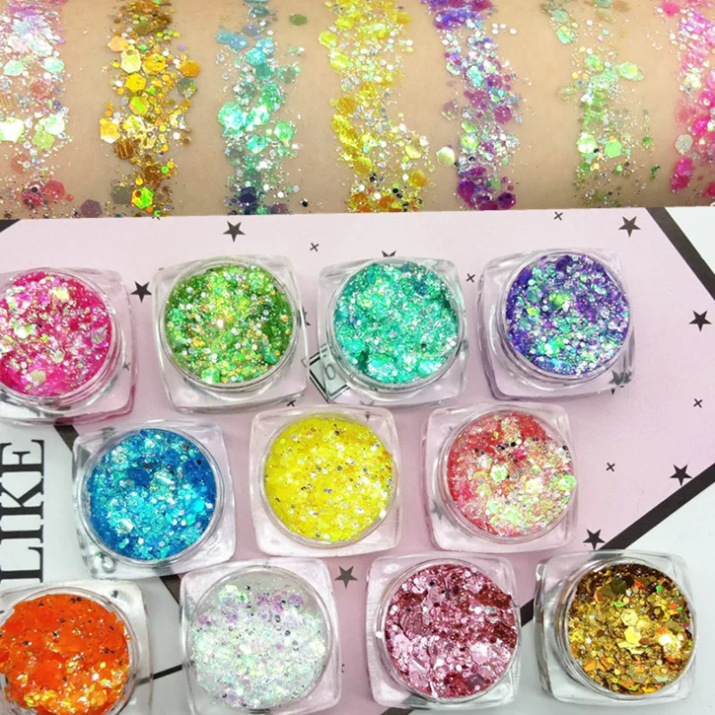 19colors Diamond Sequins Eyeshadow Lasting Shimmer Glitter Mermaid Sequins Nail Glitter Gel Highlighter Makeup Party Cosmetics