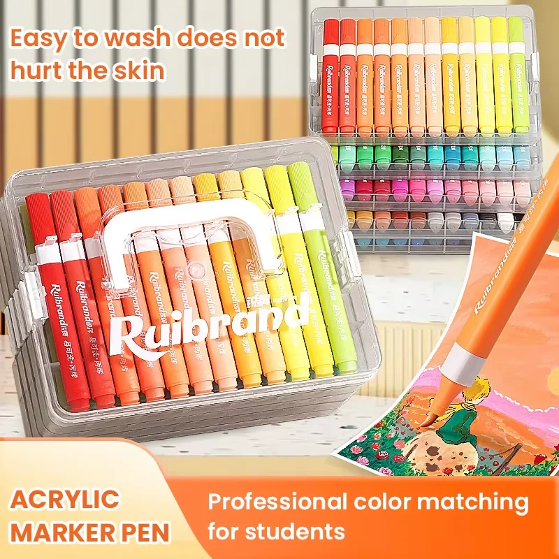 

12/24/48/60/84 Color Acrylic Brush Markers Set with Portable Case Liquid Ink Art Acrylic Paint Markers Set for Art and DIY Craft