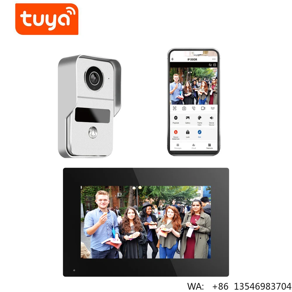Video Doorbell Door Phone System HD Camera Kits Support Unlock Monitoring Dual-Way Intercom for Home Office Apartment