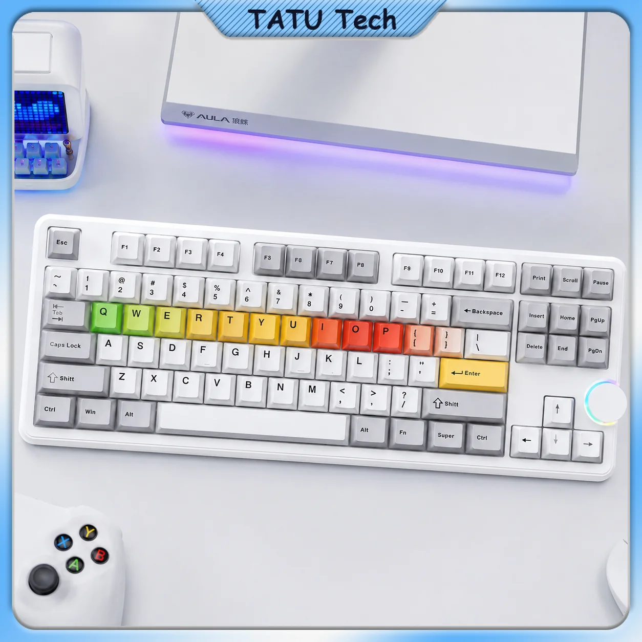 AULA F87S Tri-Mode Mechanical Keyboard Dual 8K Wired 2.4G Bluetooth Hot Swappable Gasket Mount 87 Keys RGB Custom GamingKeyboard