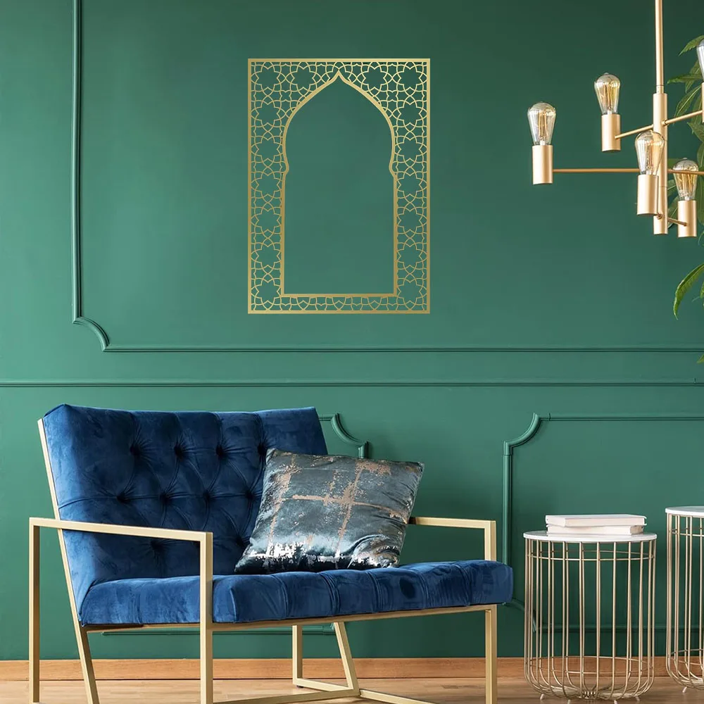 Colgador de pared de Metal para decoración del hogar, Arte islámico con Panel de diseño árabe, 1 unidad
