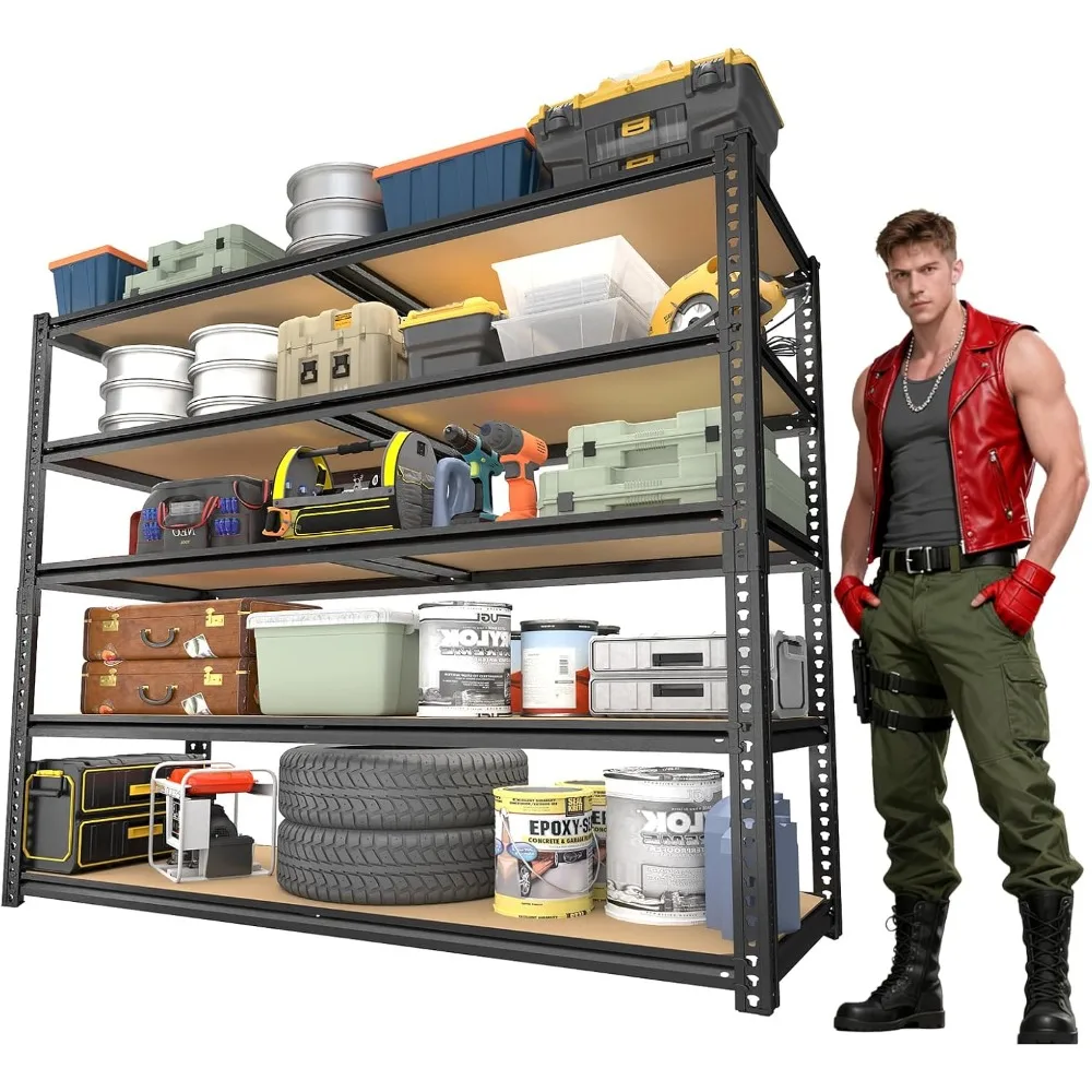 

Garage Racks for Storage，5-Tier Adjustable Garage Shelving Storage Shelves,2400LBS Capacity Heavy Duty Shelving