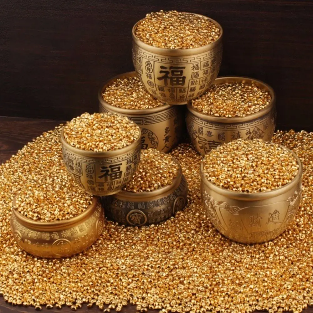 100PCS Gold Mini Gold Dollars Luck Charms Photo Props Miniature Gold Ingots Gold Melon Seeds Handicrafts Dollhouse Accessories