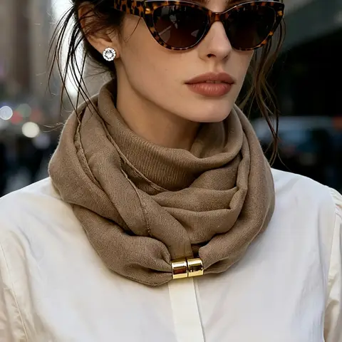 French Style Solid Color Neck Scarf Minimalist No-Tie Silk Scarf Elegant Versatile Commute Neckerchief for Women
