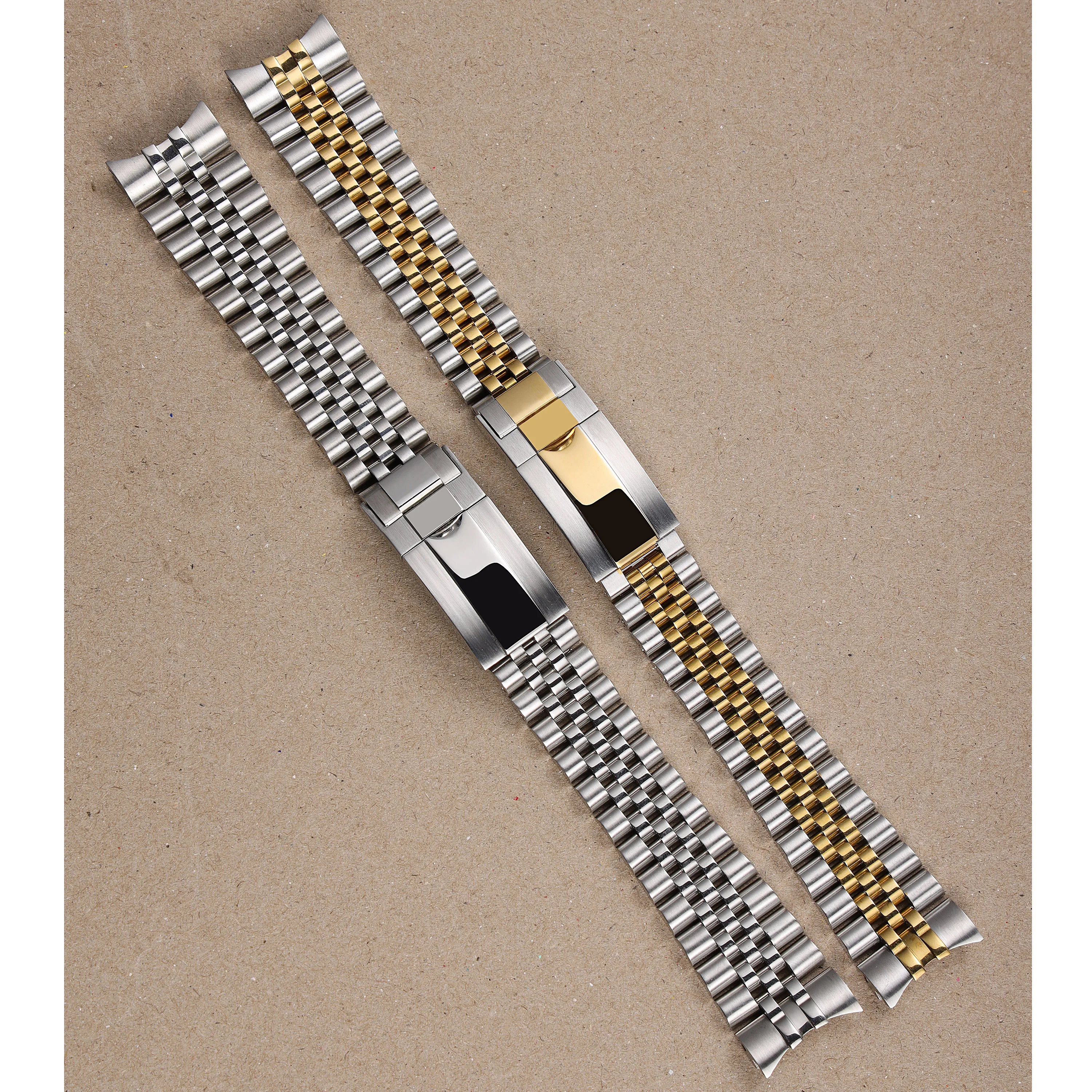 

20mm silver gold solid stainless steel Jubilee watchband for Rolex Perpetual Oyster DateJust strap metal wrist bracelet