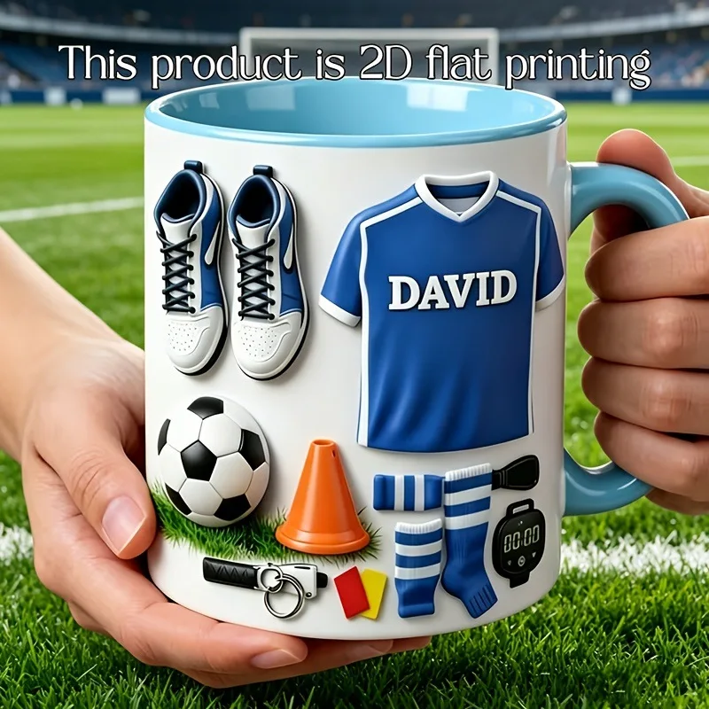 Personalized 2D Printed Baseball Themed Mug with Customizable Name, Unique Birthday Gift for Baseball Players