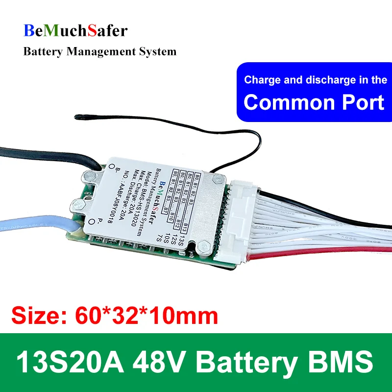 13S 20A 48V akumulator BMS wspólny Port z włącznikiem/wyłącznikiem 13 s20a 13S 46.8V BMS dla DIY E-Bike E-skuter System solarny magazynowanie energii