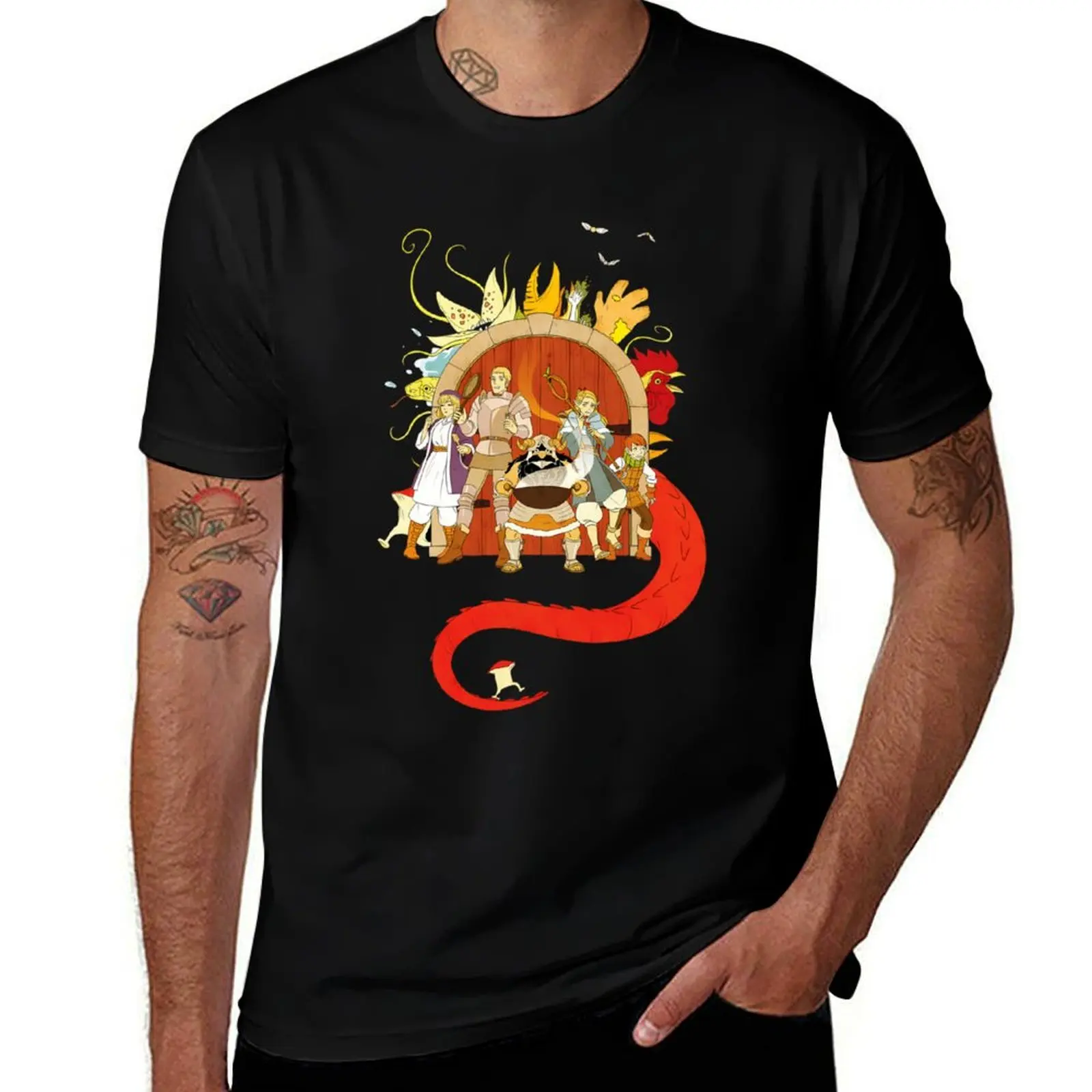 Dungeon Meshi Lets Eat T-Shirt Basic Solid Color Casual Tee Shirt T-Shirt