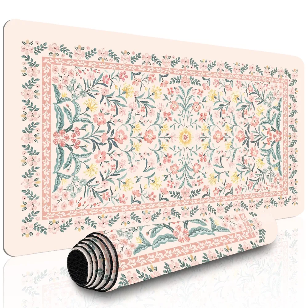 CIFBUY Mouse Pad Non-Slip Rubber Base Washable Large Desk Mat For Office Gaming Pink Cute Floral Pattern HD Print Durable Comput