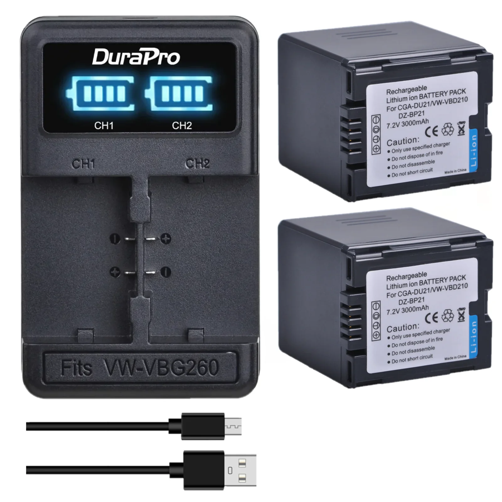 

CGA-DU21 Battery and Charger for Panasonic NV-GS400 GS28 GS258 VDR-M50, M53, M55, M75, GS21, GS188, GS300, VDR-D150, D210