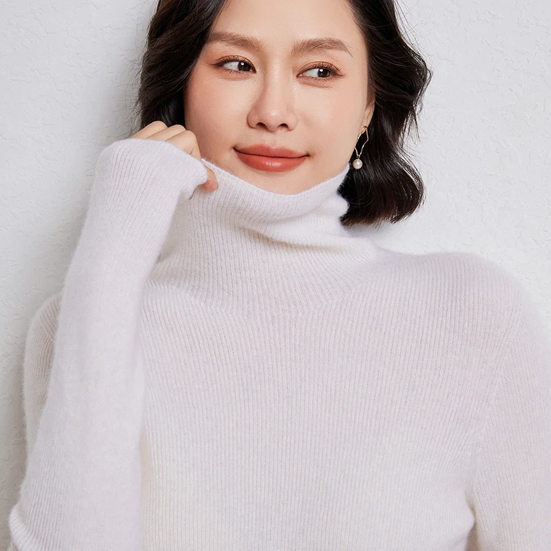 Autumn And Winter Korean Version Of The New 100% Sweater Women Lapel Solid Color Long Sleeve Pullover Bottoming Sweater Women