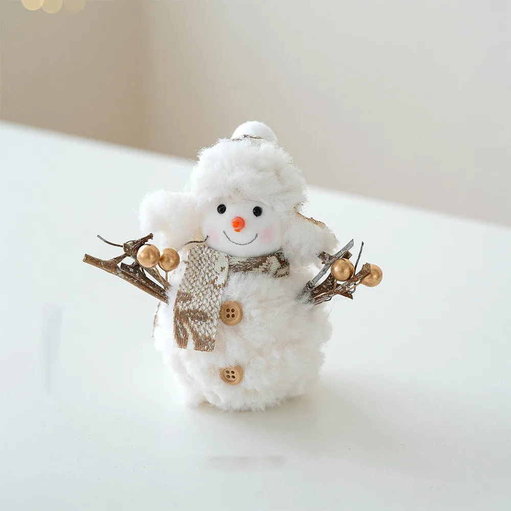 

Cute Cartoon Christmas Snowman Ornaments Round Hat Knitted Snowman Statue Simulation Soft Snowman Doll Wedding Party