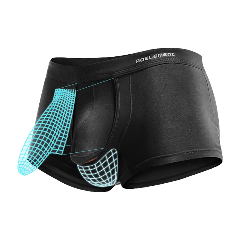 

4PCS Gun-bullet separation underwear for men, scrotal support venous bottom pants, ice silk bag, curved flat Angle pants