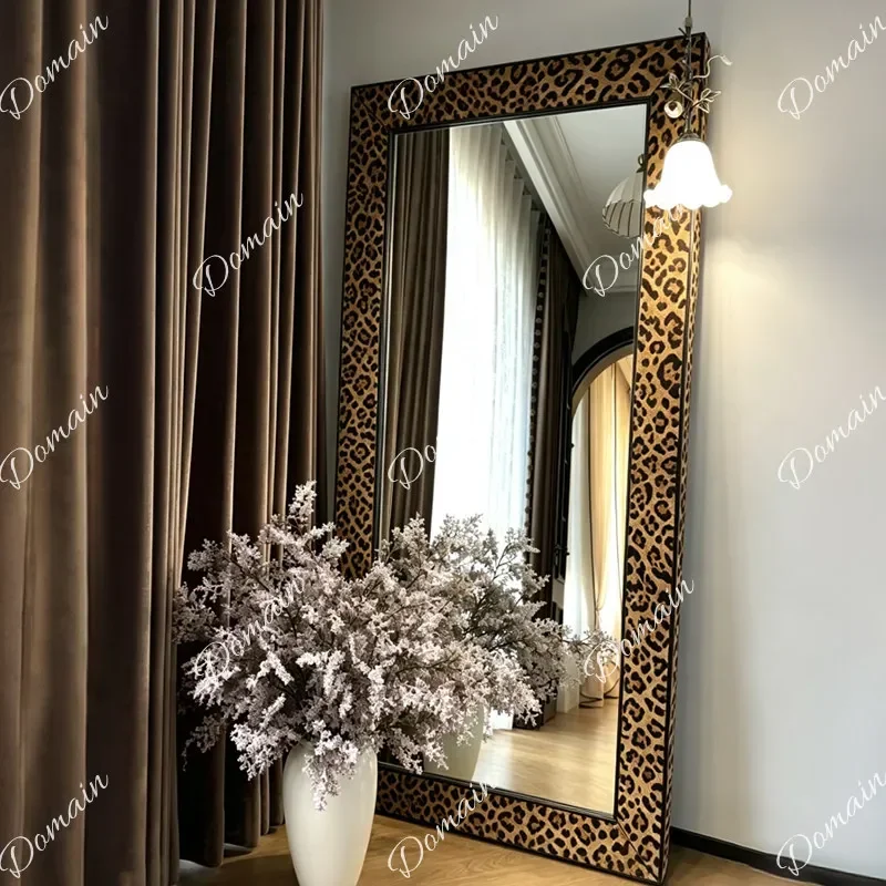 WA XX Design Sense Polka Dot Full Body Mirror Household Floor Mirror American Leopard Print Full-length Mirror J