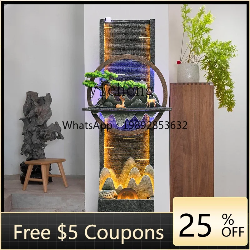 r5.20 rockery fountain living room entrance water curtain wall circulation water feature lucky landing ornament opening gift
