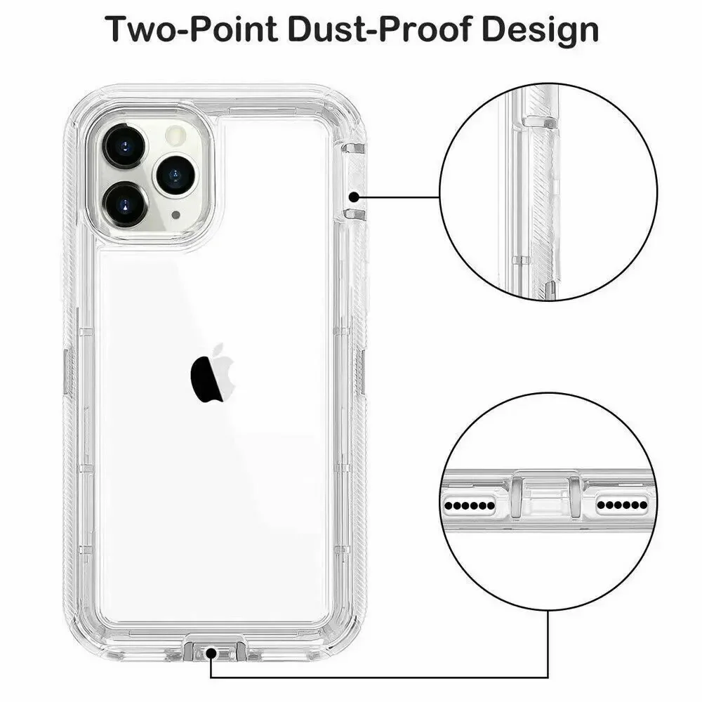 3IN1 Hybrid Heavy Duty Armor Full Body Transparent Case for IPhone 17 16 15 14 13 12 11 Pro Max Ott Case Box Shockproof Cover