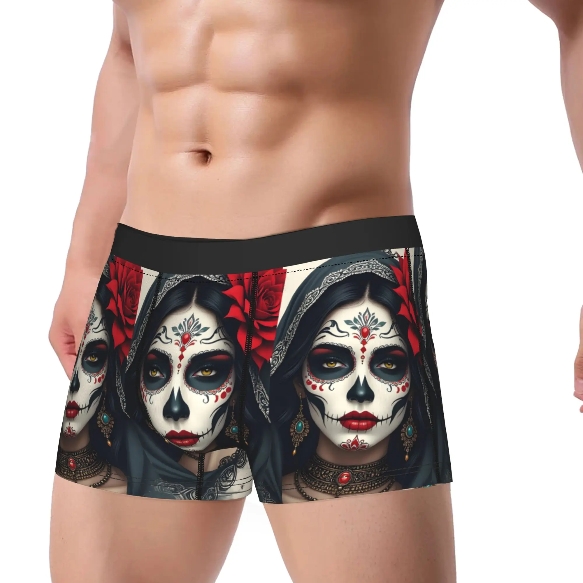 Day Of Dead Lady Shorts Briefs  Underwear High Quality Man Funny Boxershorts Printing Large Size Panties