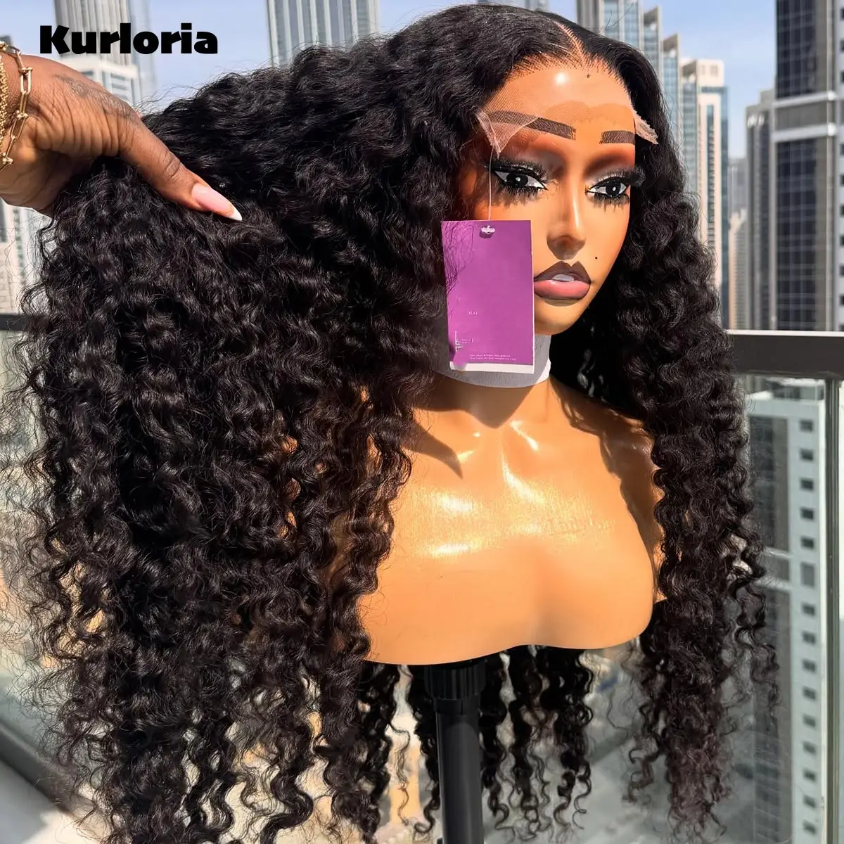 Curly 400 Density 100% Human Hair 13x6 HD Lace Front Wig Natural Black 5x5 Lace Closure Glueless Wear and Go Wig Pre-plucked
