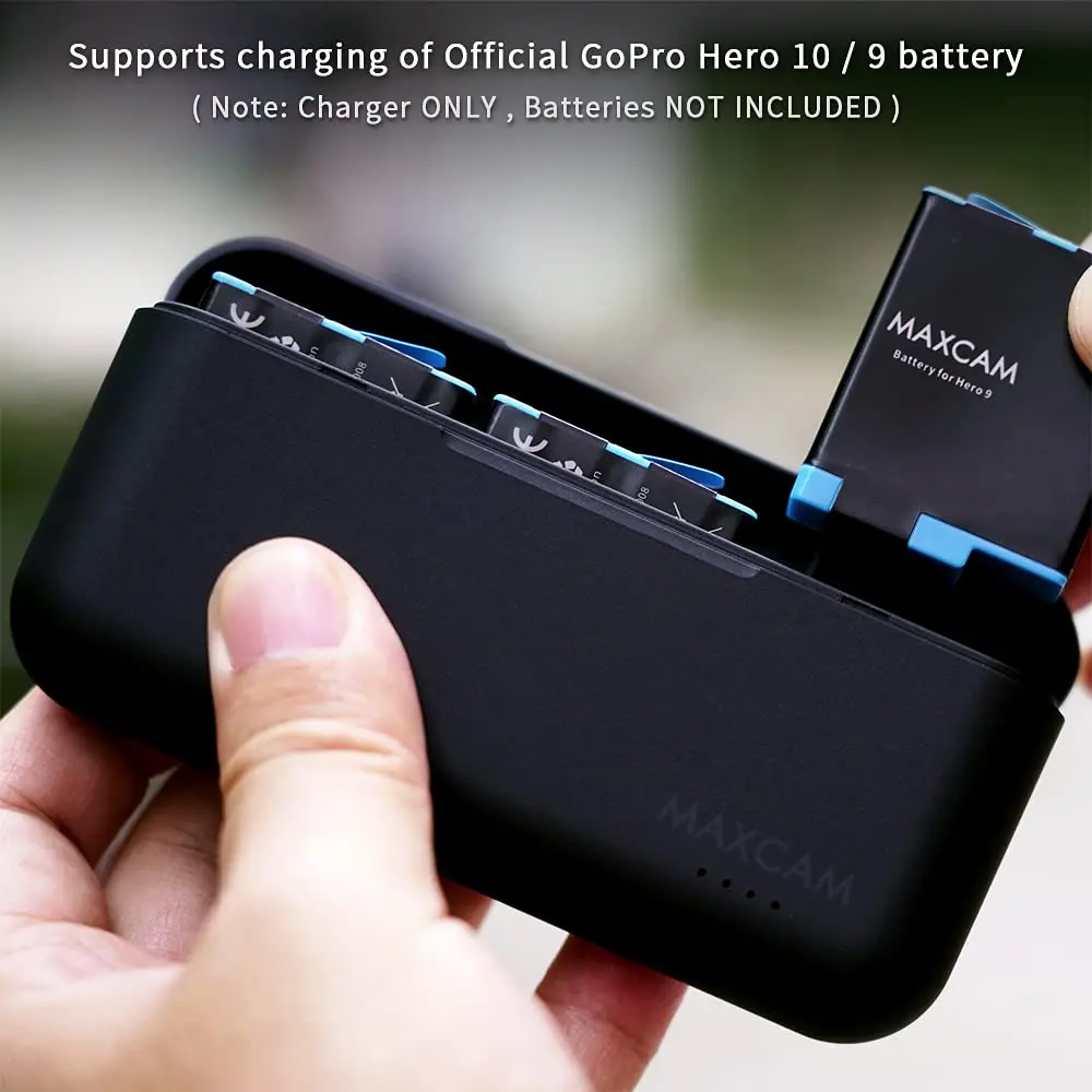 MAXCAM Battery Charger For GoPro Hero 10 9 8 7 6 5 Smart Charging Case Rechargeable 1720mAh Battery Storage Box