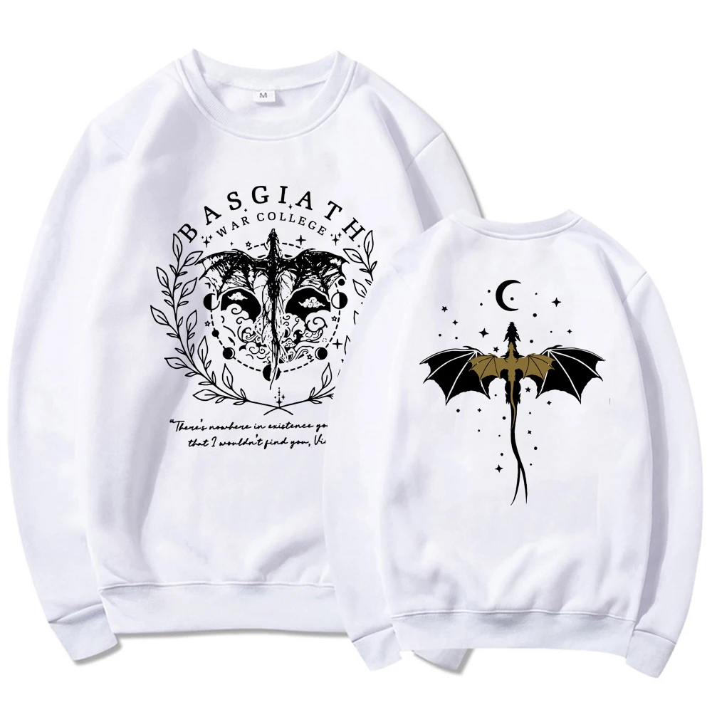 Basgiath War College Sweatshirt Fourth Wing Double-Sided Sweater Women Graphic Hoodies Bookish Sweatshirt Vintage Pullovers Top