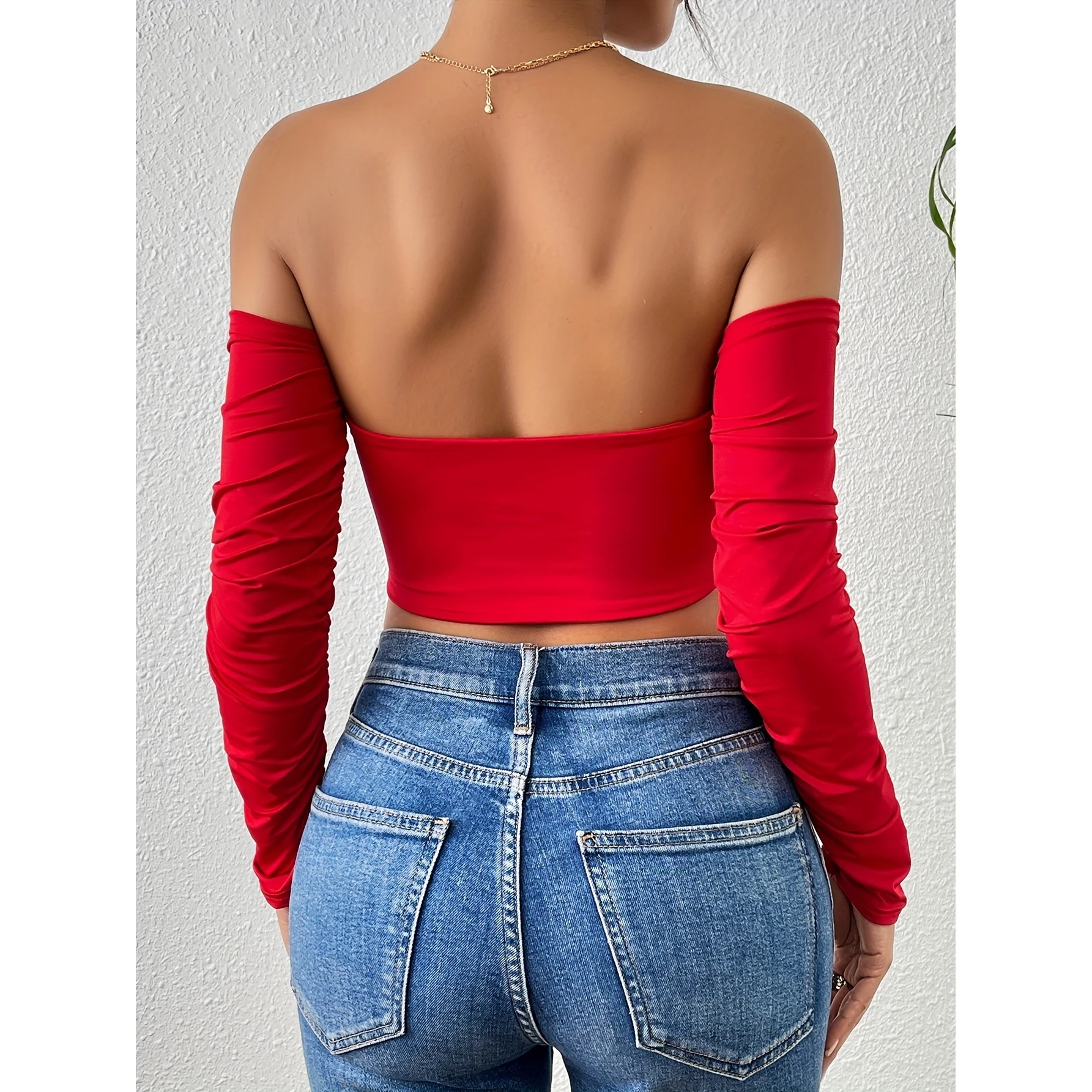 Sexy Long Sleeve Drawstring Waist Vest Show Chest Outerwear Hot Sale Cross-Border Club Style Spicy Girl Folded Pure Color