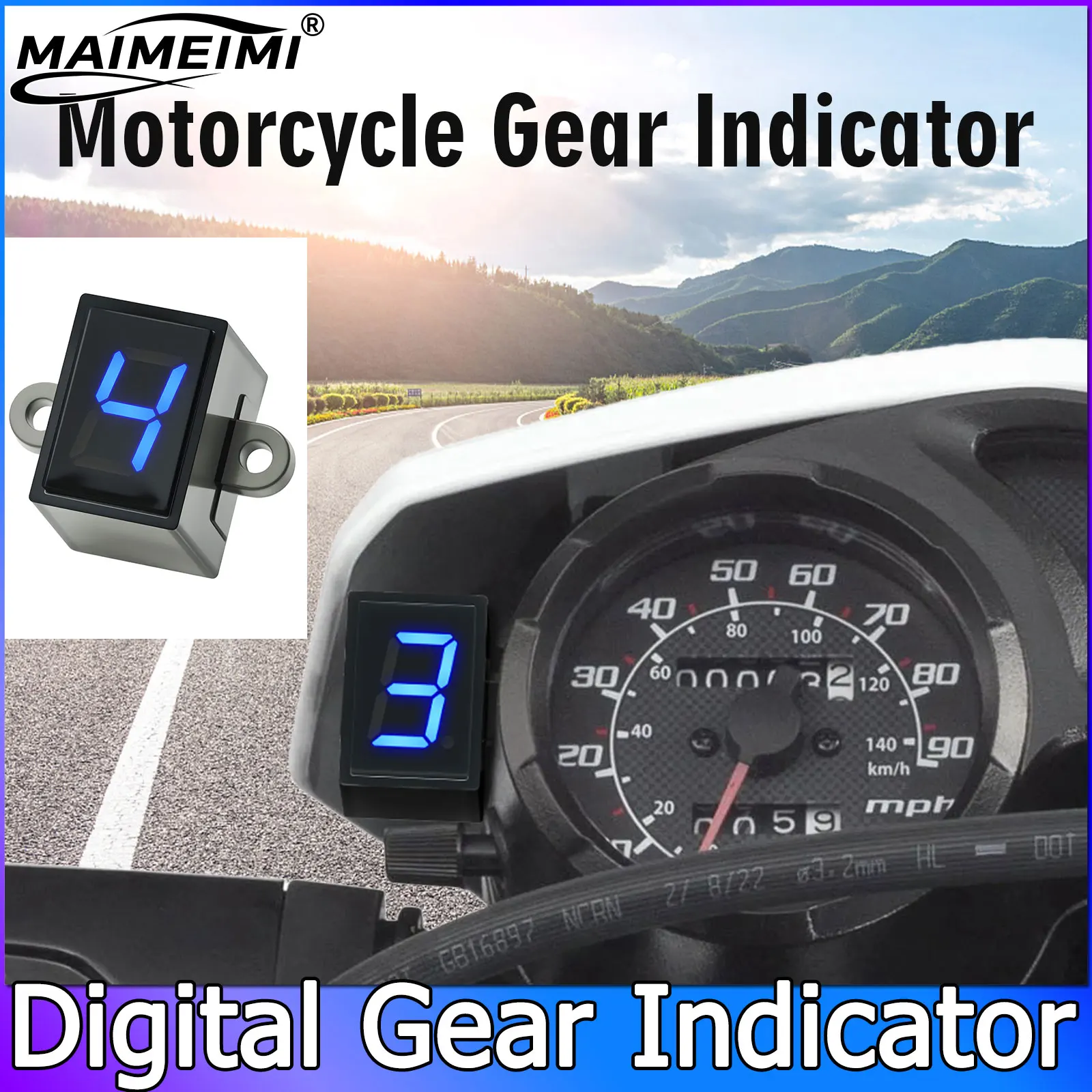 6 Speed Universal Motorcycle Motorbike Digital Gear Indicator LED Display Shift Lever Magnet Gear Indicator Holder
