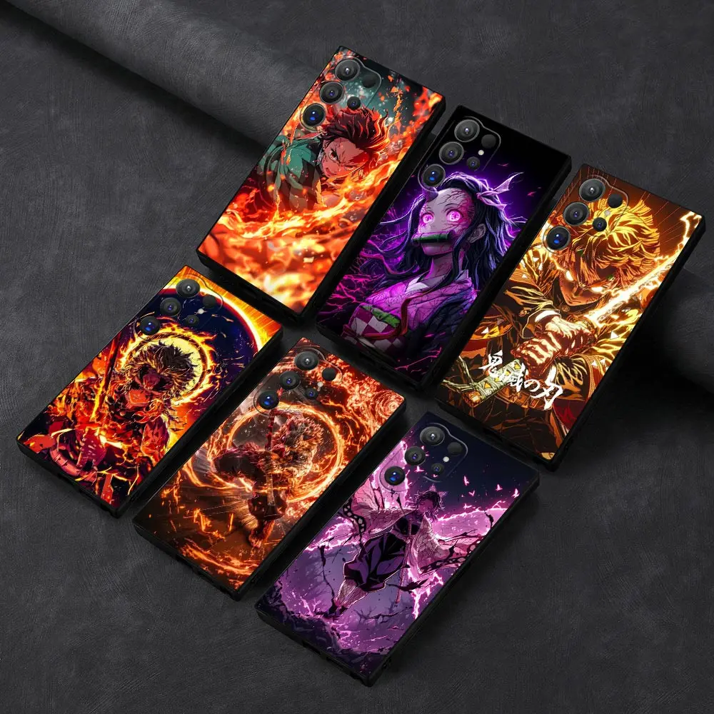 Demon Slayer Kimetsu no Yaiba Phone Case For Samsung Galaxy S25 S24 Ultra S23 S22 S21 S20 Plus Fe S10 S25 S24 Ultra Black Cover