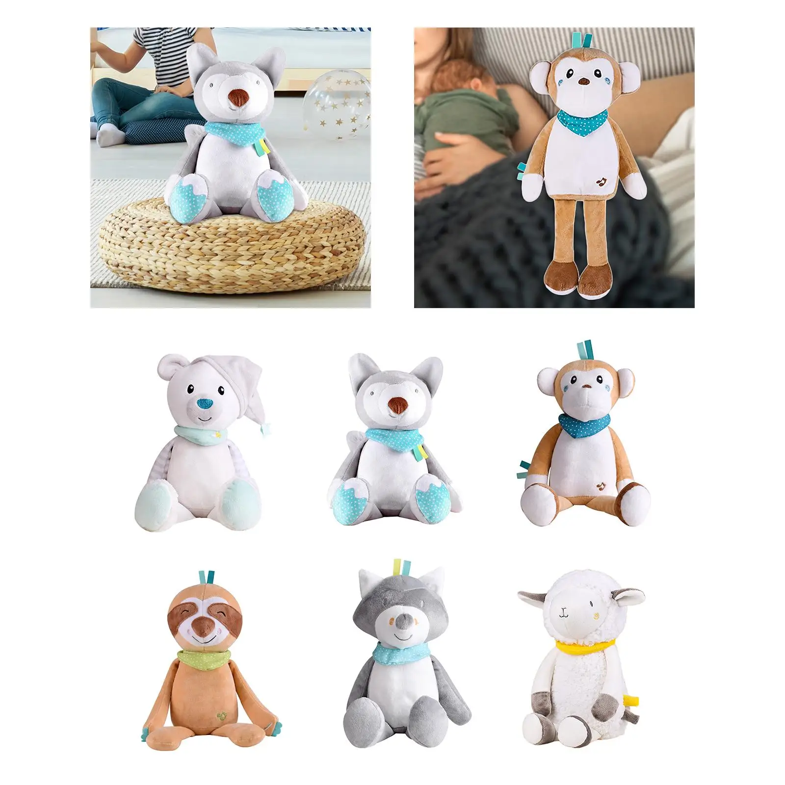 Oreillers LED musicaux, berceuse créative, lumière, doux, chantant, jouets en peluche, accompagner