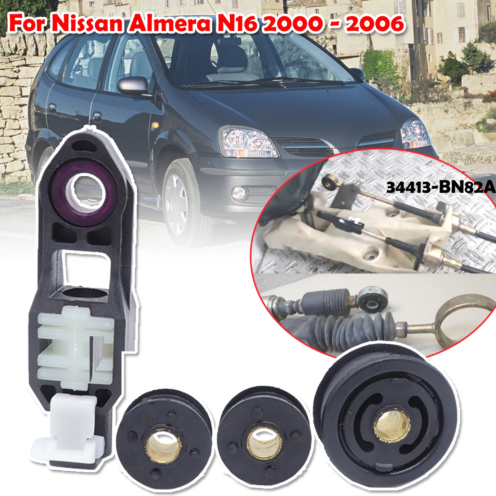 Car Manual Gearbox Shift Cable Linkage Control Bush Shifter Lever Connect Rod Bushing For Nissan Almera N16 2000 2001 2002- 2006