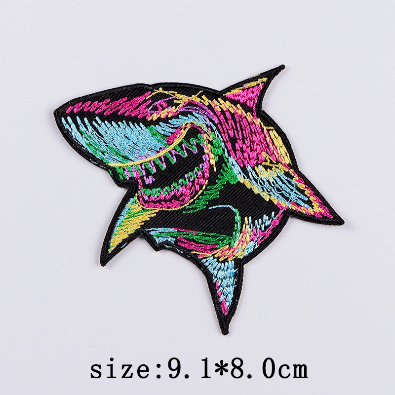 Hip Hop Animal Patch Embroidery Patches For Clothing Shark Orangutan/Monkey Patch Iron On Patches For Clothes Stickers Badges