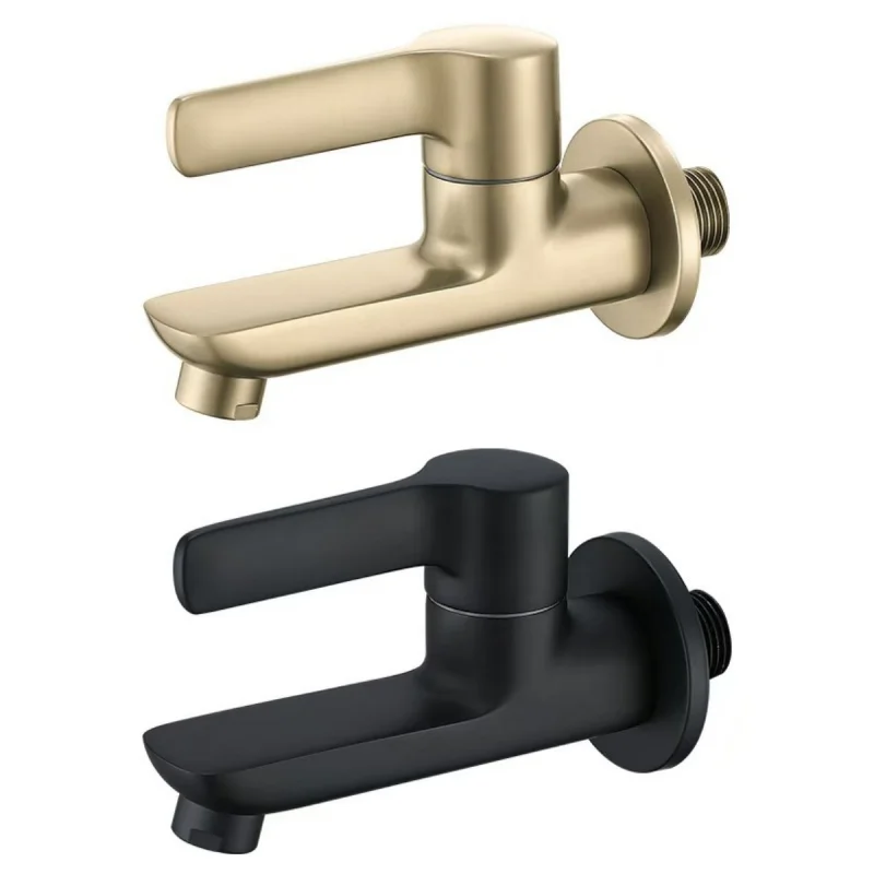 Brushed Gold, Matt Black Wall Mounted Solid Brass Outdoor Faucet Single Cold Water Garden Faucet for Balcony Washbasin Mop Pool
