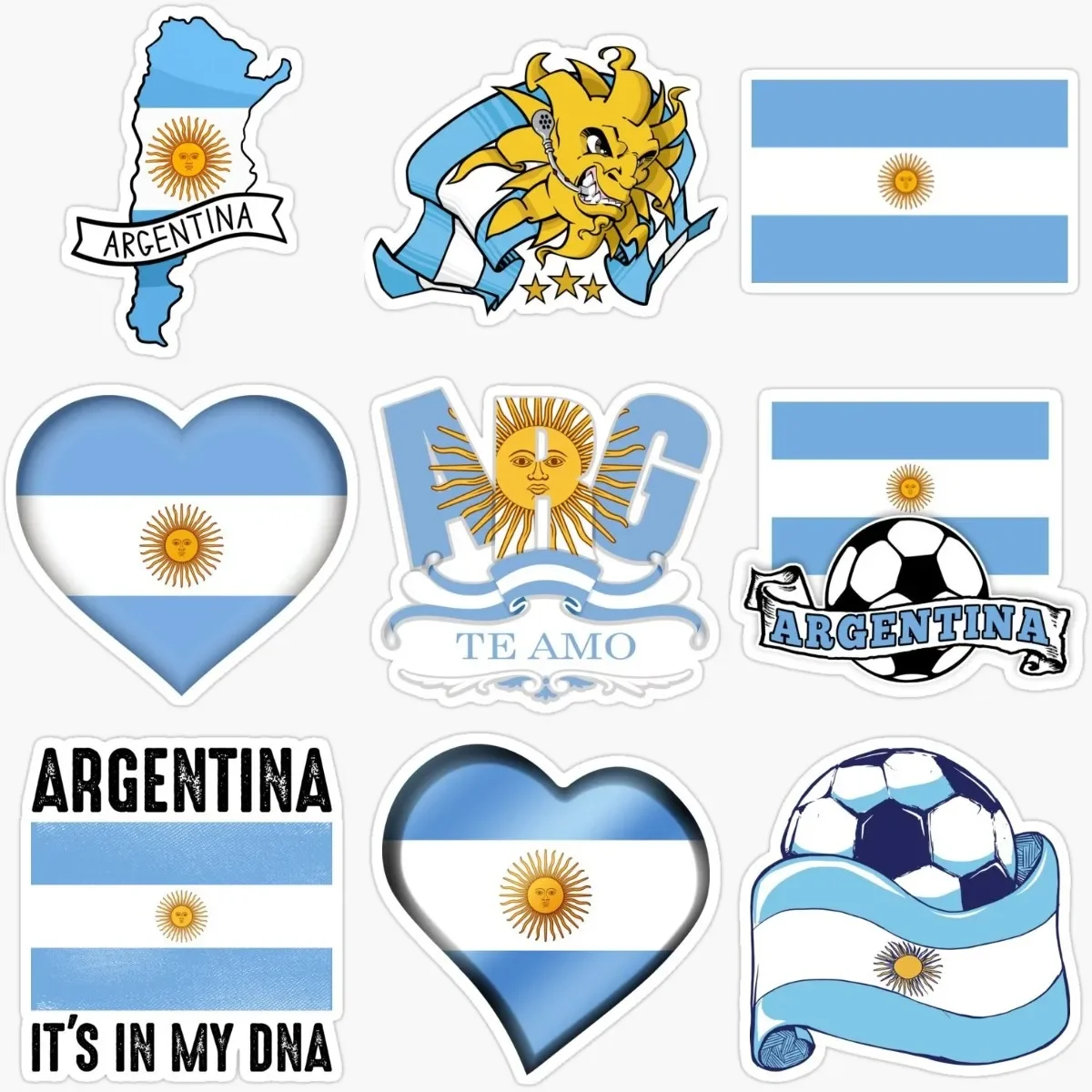 

Argentina Flag Map National Emblem Football PVC Sticker for Covered Scratch Decorate Wall Room Motorcycle Car Window Bumper