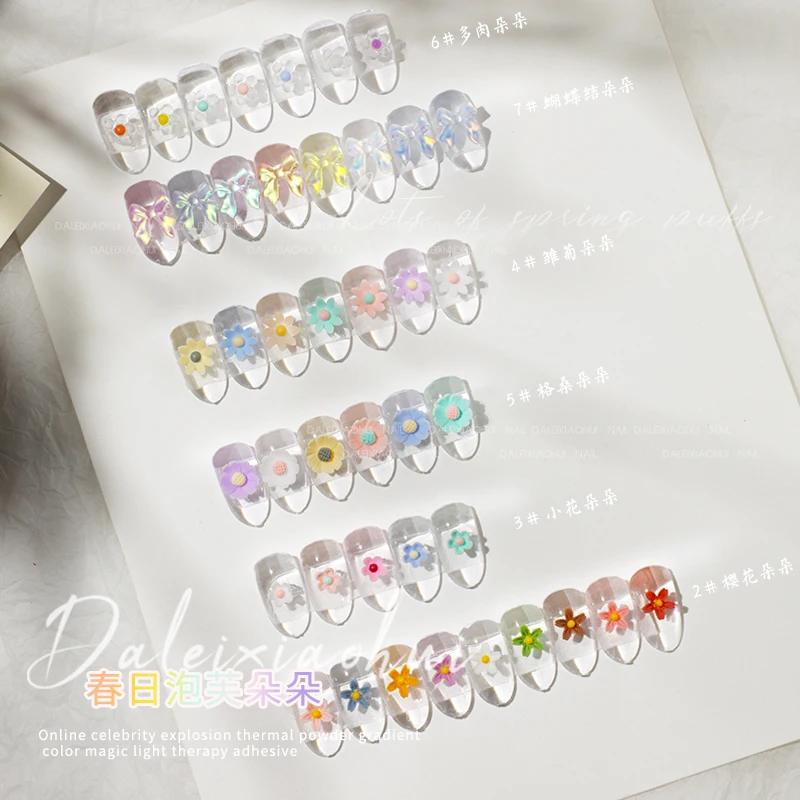 10/25/50Pcs Mixed Nail Decorations Cute Bowknot Nails Accessories DIY Smiling Flowers Heart Nails Drill