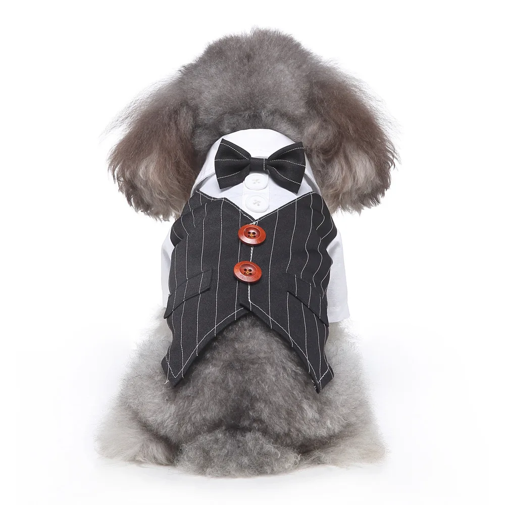 Ropa formal de esmoquin con pajarita para perros pequeños y medianos
