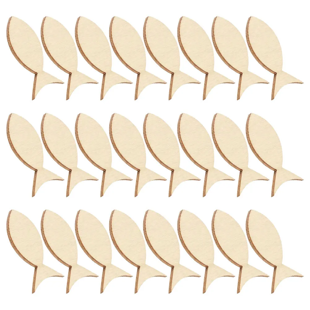 

50 pcs Wooden Fish Cutout Unfinished Blank Diy Craft For Ocean Beach Nautical Wall Decor Home Office Coastal Decoration Supply