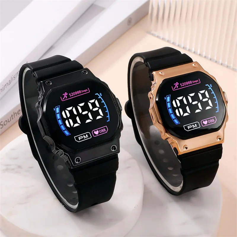 Jam Tangan pasangan Jam Tangan Digital LED สำหรับผู้ชายผู้หญิงนาฬิกาซิลิโคนกีฬาทหารนาฬิกา Hodinky reloj hombre