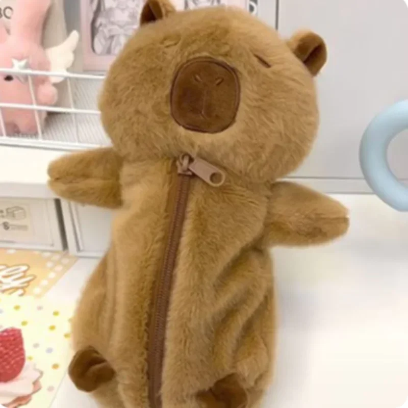 Большая вместительная сумка для ручки капибары, кукла-животное на молнии, мультяшная кукла капибара, мягкий милый пенал капибары