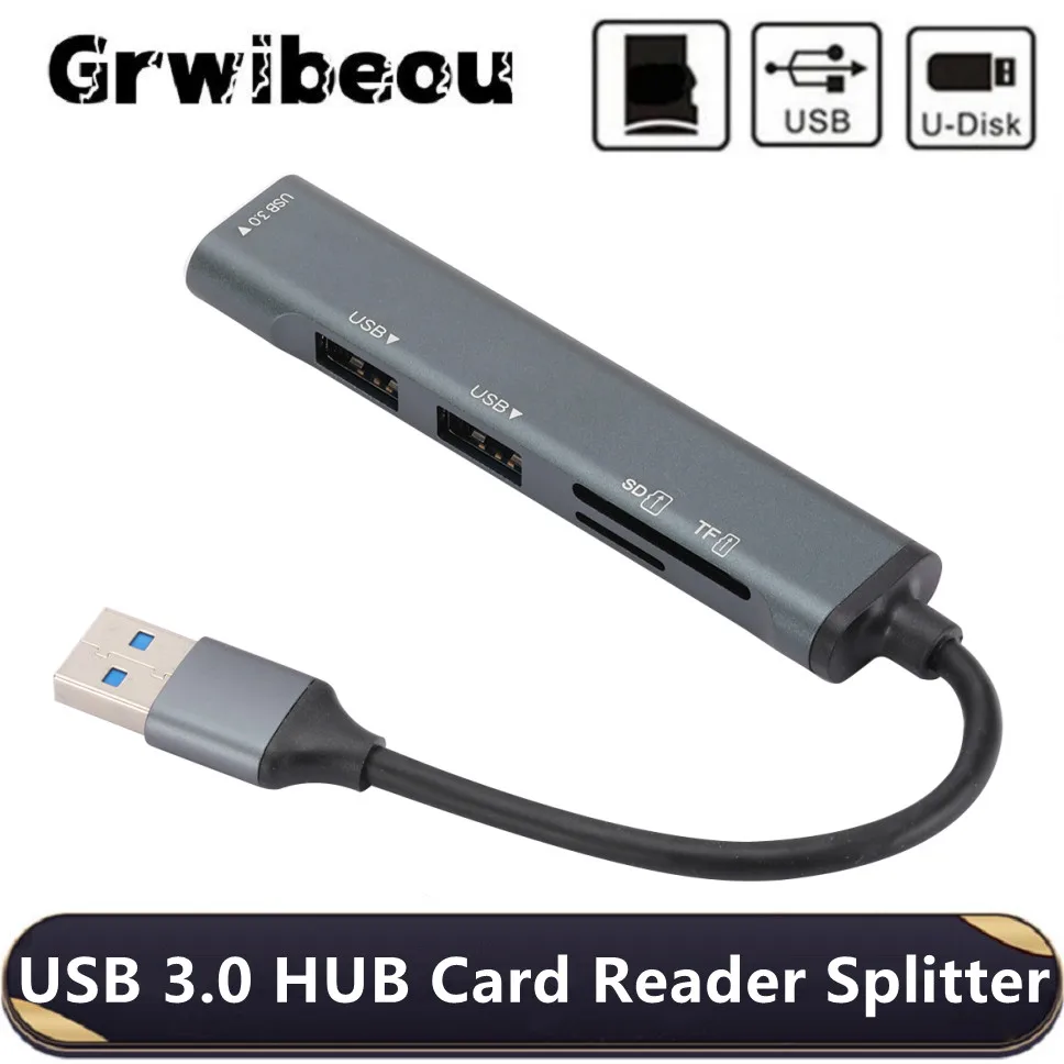 Grwibeou USB 3.0 HUB Card Reader 3 Port Type-c USB C HUB Splitter Mini 2 in 1 SD TF Card Reader for Computer Accessorie HUB USB