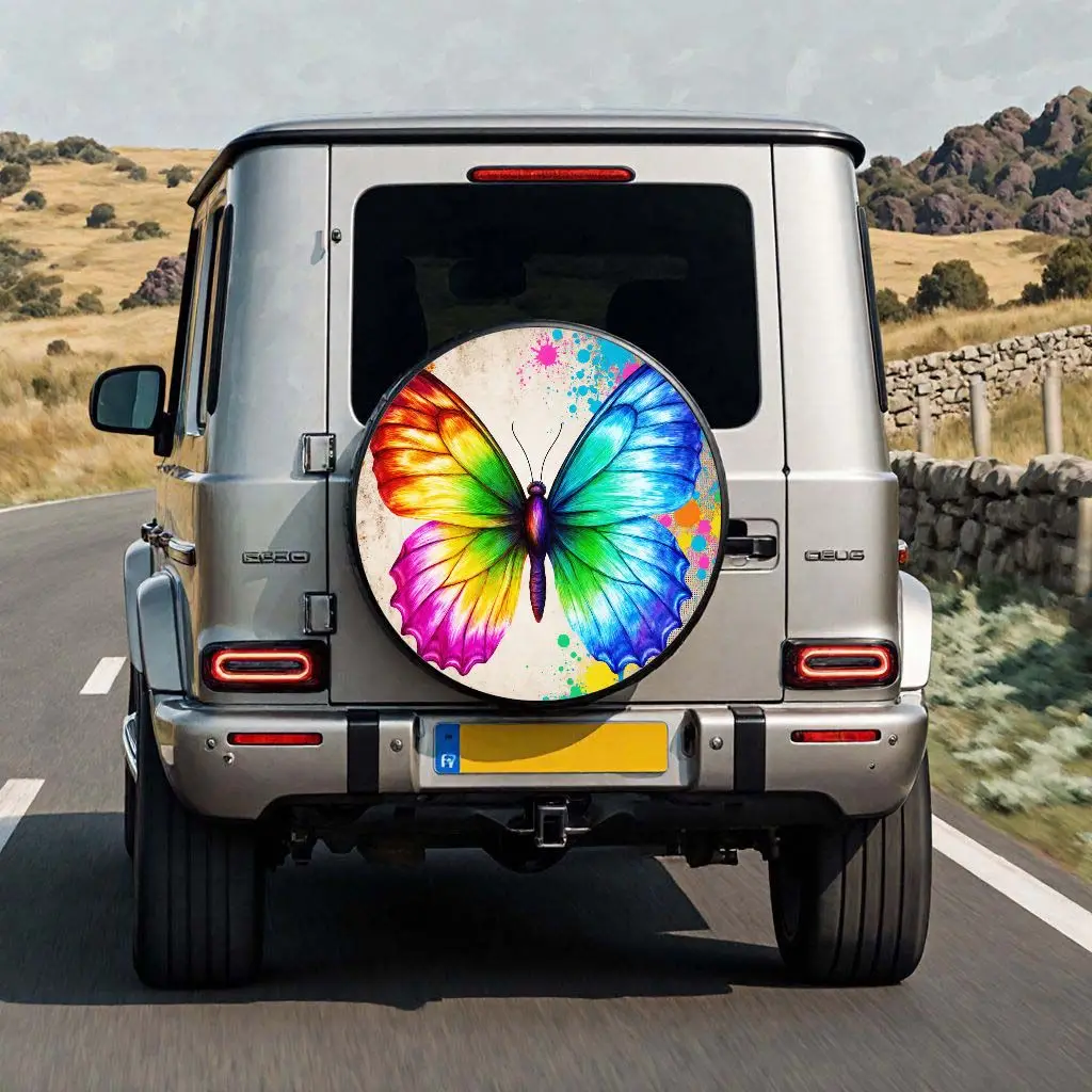 

Красочный акварельный чехол для шин с бабочкой, прочная защита запасного колеса для внедорожника, грузовика на колесах