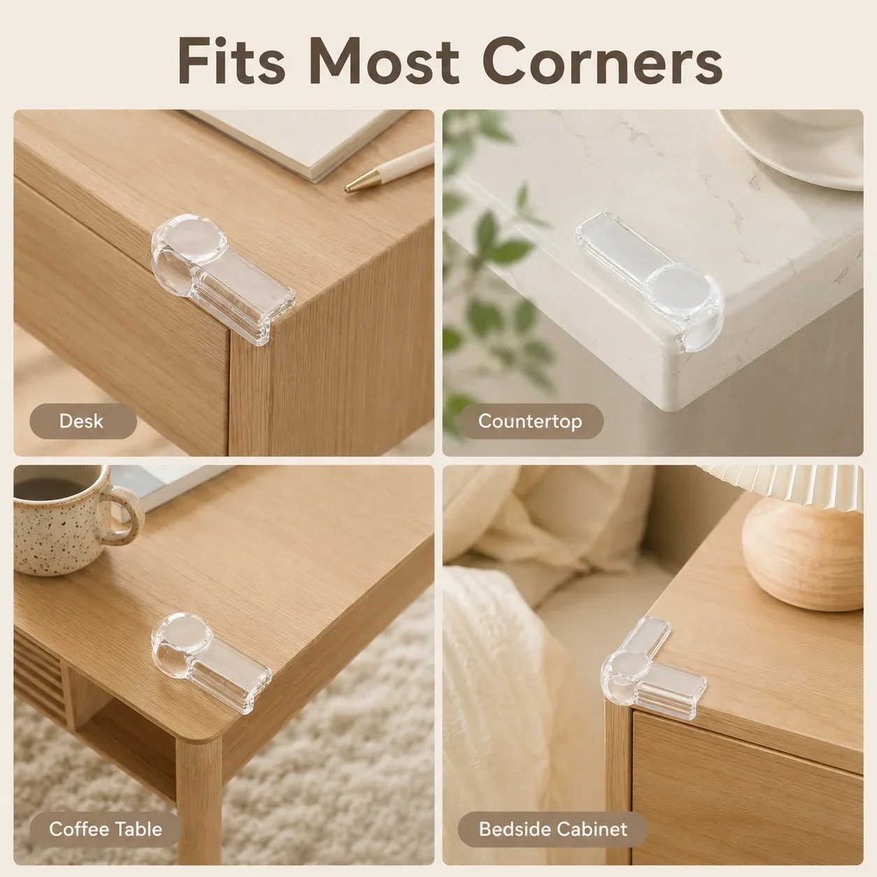 Baby Proofing Corner Guard Set, Soft Airbag Bumpers for Desk and Furniture, Non-Toxic Silicone Edge Protectors