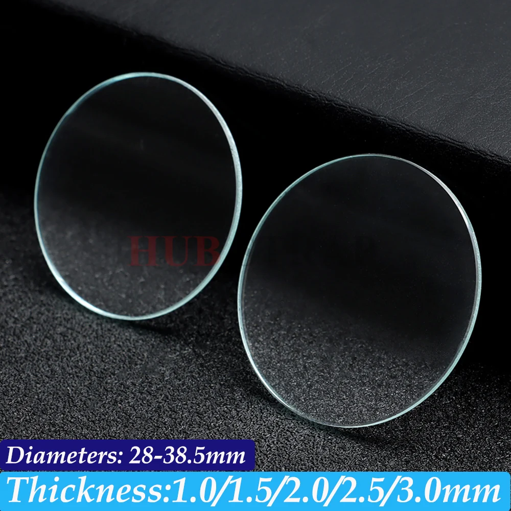 Watch Glass Replacement Flat 1.0/1.5/2.0/2.5/3.0mm Thick in Diameters 28-38.5mm Transparent Crystal 1Pcs 29/30/31/32mm 34mm 36mm