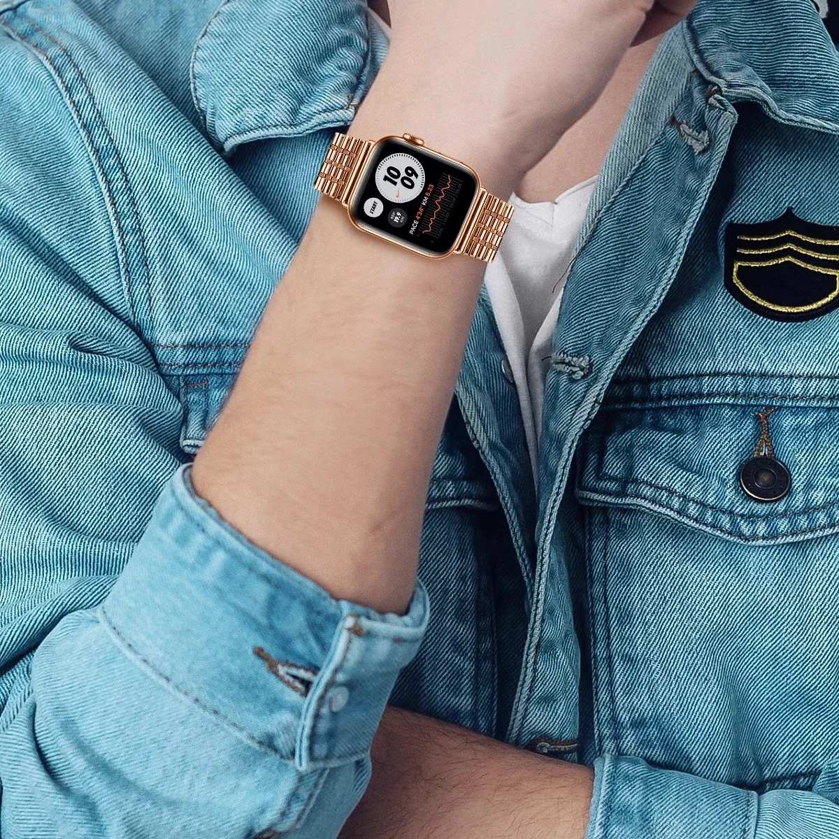 ربط سوار لساعة أبل 9 8 7 45 مللي متر 41 مللي متر SE 6 5 4 44 مللي متر 40 مللي متر الفرقة الفولاذ المقاوم للصدأ حزام iwatch الترا 49 مللي متر 3 42 مللي متر 38 مللي متر العصابات