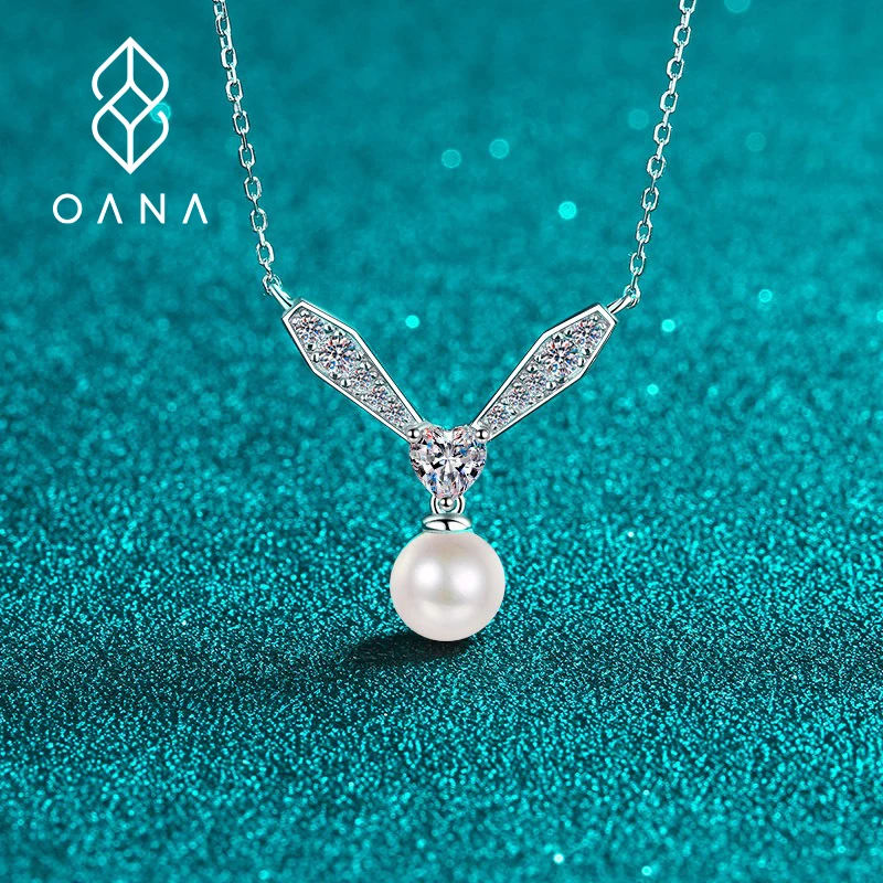 

OANA 925 Sterling Silver Necklace For Women Pt950 Natural Freshwater Pearl Moissanite Clavicle Chain Jewelry Free Shipping