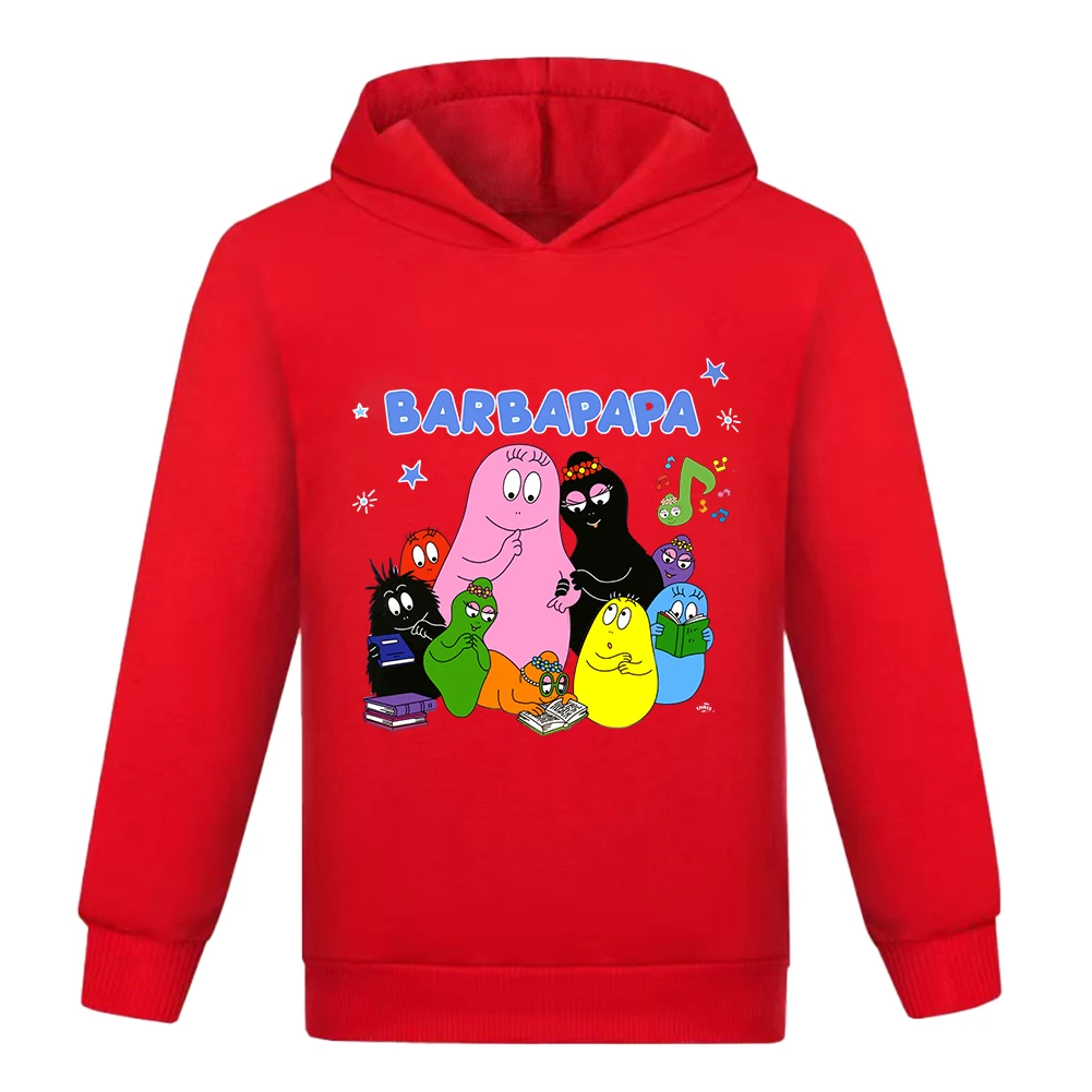 Girl Cartoon Barbapapa Hoodie Teenager Kids Long Sleeve Pullover Sweatshirt Boys Hip Hop Street