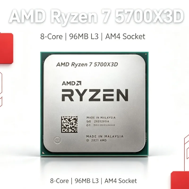 Gaming Processor For X570 B550 Ryzen 7 5700X3D Bulk AM4 3GHz Up To 4.1GHz 8C16T 105W DDR4