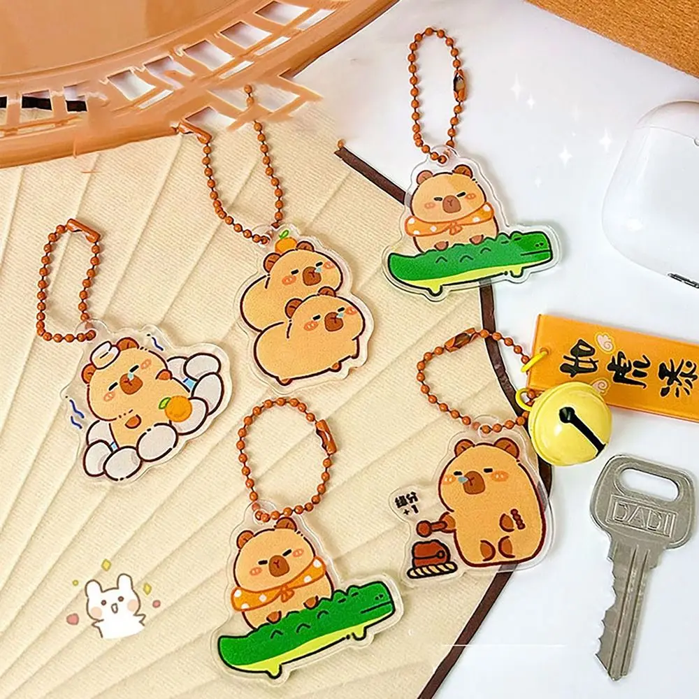 Cute Capybara Key Chain All-purpose Cartoon Key Ring Acrylic Decorations Pendant Couple Gift